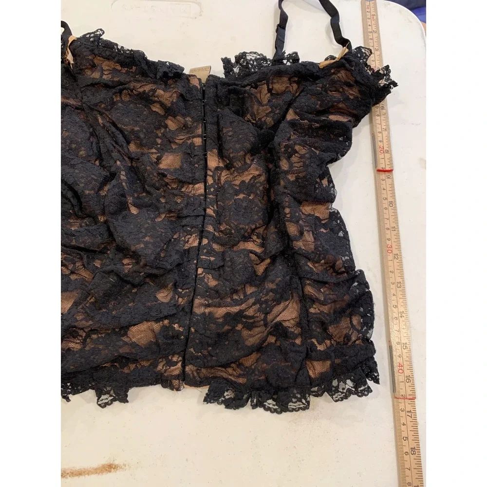 Floral Lace Corset Top Large whimsigoth Gothic Coquette Women dark fairy indie - Picture 3 of 6